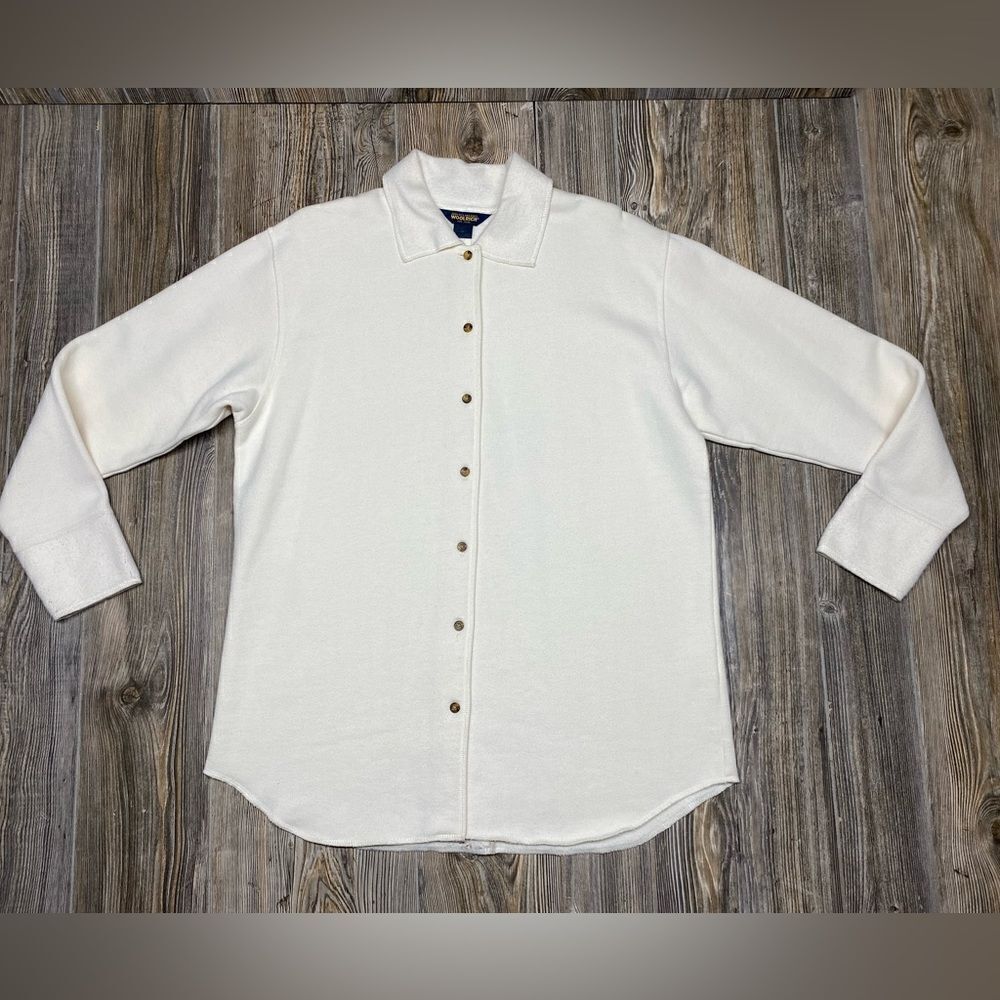 Vintage Woolrich Womens White Long Sleeve Shirt Jacket Size Medium Soft 7268RS